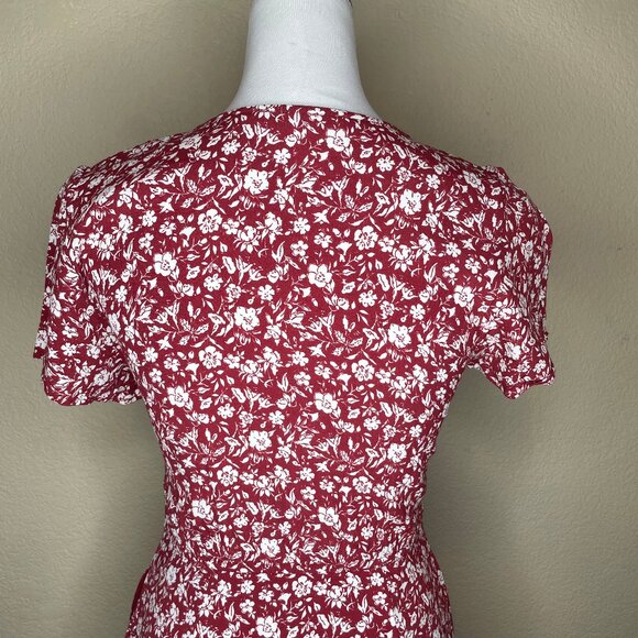 Abercrombie & Fitch Floral Orange Button Up Tie Waist Midi Dress Sz XST Coquette - Picture 5 of 12